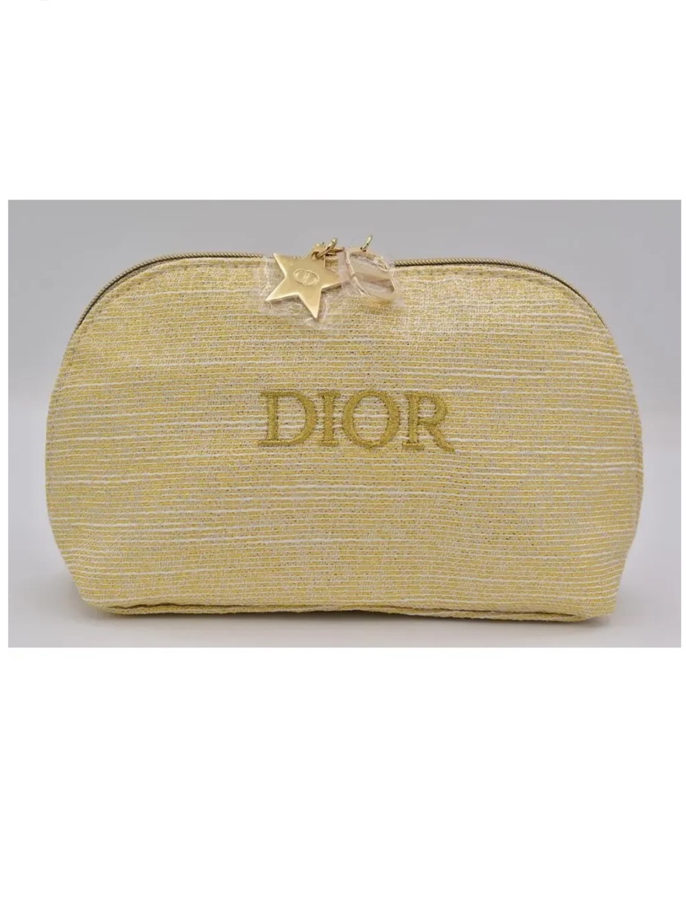 Christian Dior Beauty Makeup Cosmetic Travel Pouch Gold Star Logo